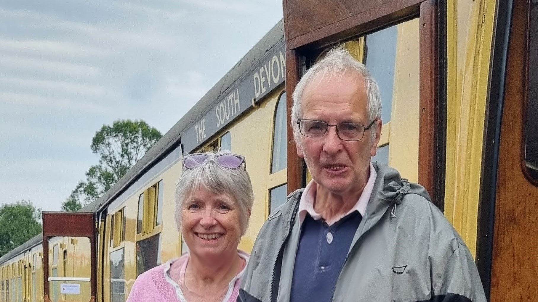 Golden Couple visit Buckfastleigh Memory café Train